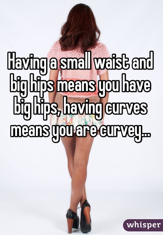 Having a small waist and big hips means you have big hips, having curves means you are curvey...