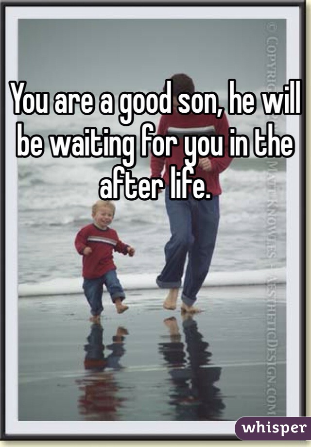 You are a good son, he will be waiting for you in the after life. 