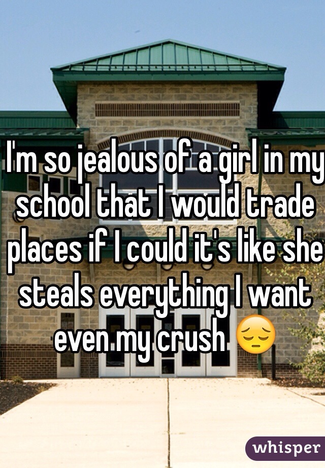 I'm so jealous of a girl in my school that I would trade places if I could it's like she steals everything I want even my crush 😔