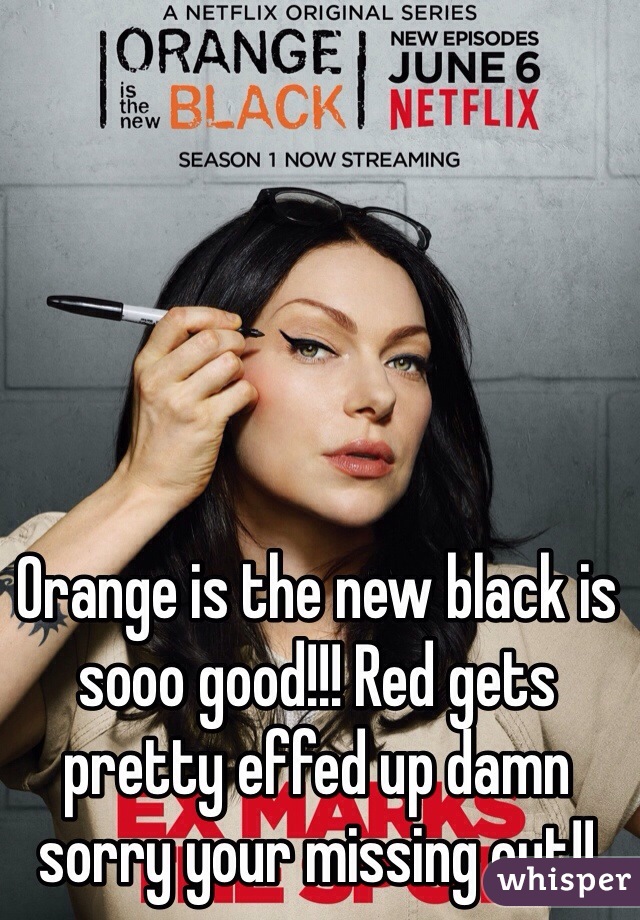 Orange is the new black is sooo good!!! Red gets pretty effed up damn sorry your missing out!!