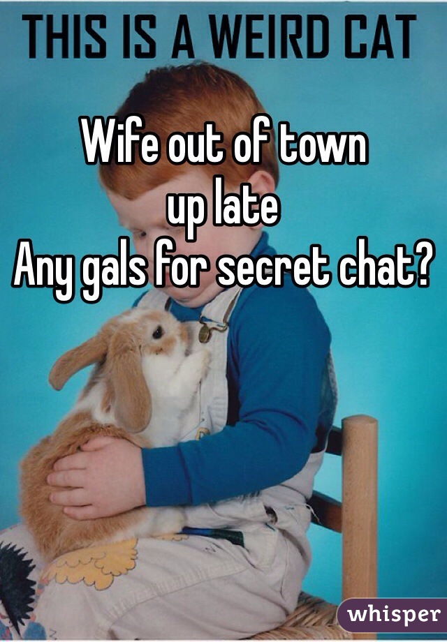 Wife out of town
up late
Any gals for secret chat?