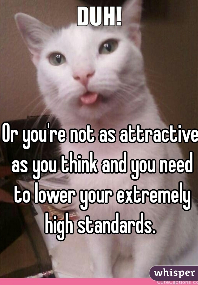 Or you're not as attractive as you think and you need to lower your extremely high standards. 