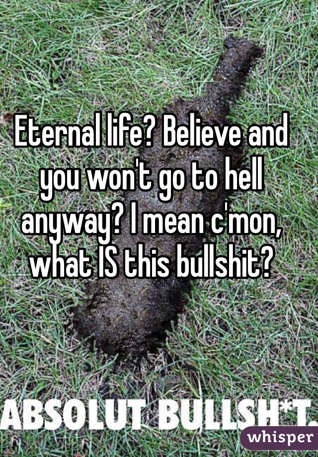 Eternal life? Believe and you won't go to hell anyway? I mean c'mon, what IS this bullshit?