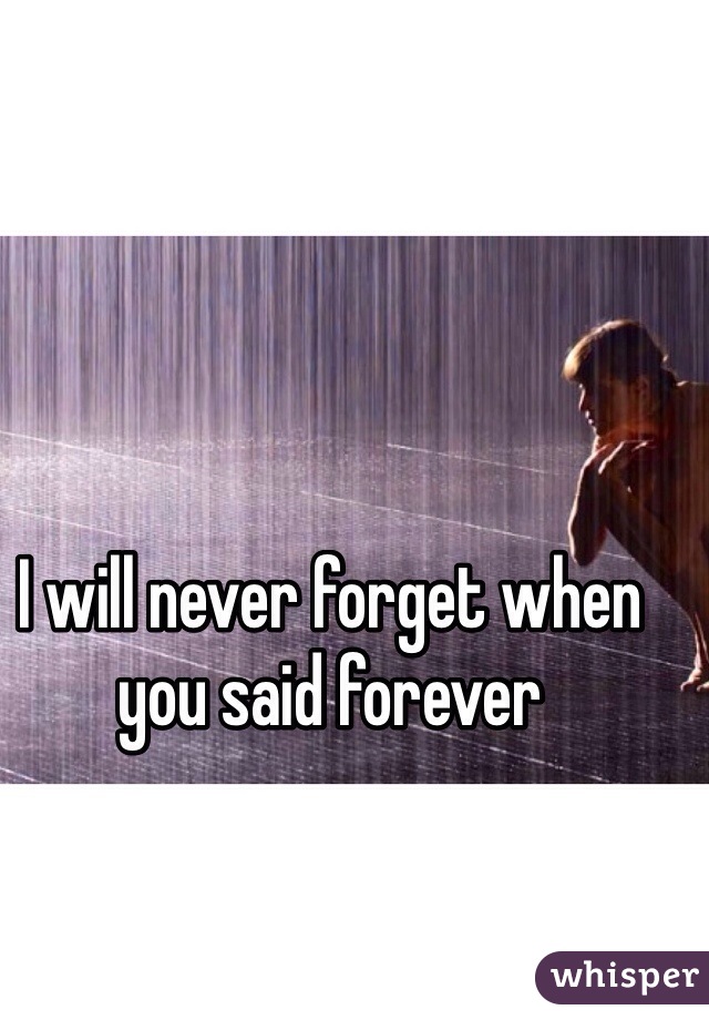 I will never forget when you said forever