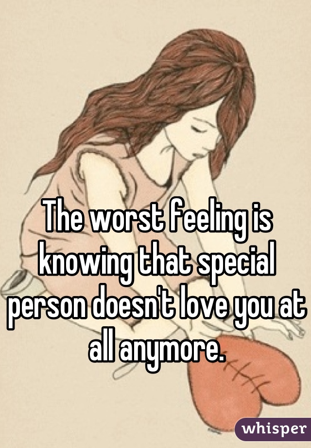 The worst feeling is knowing that special person doesn't love you at all anymore.
