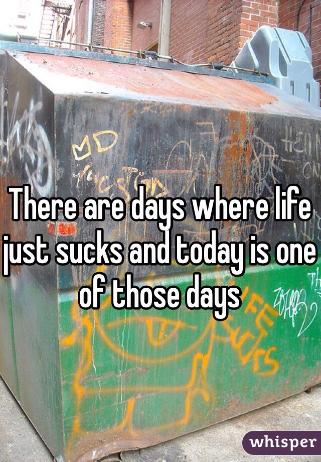 There are days where life just sucks and today is one of those days 