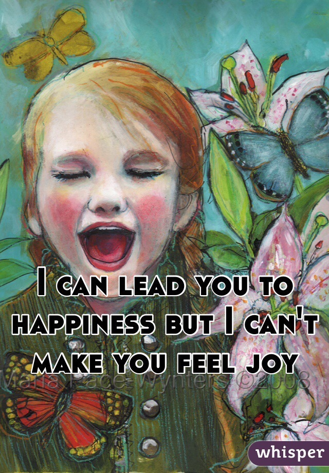 I can lead you to happiness but I can't make you feel joy 