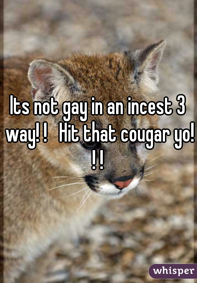 Its not gay in an incest 3 way! !   Hit that cougar yo! ! ! 