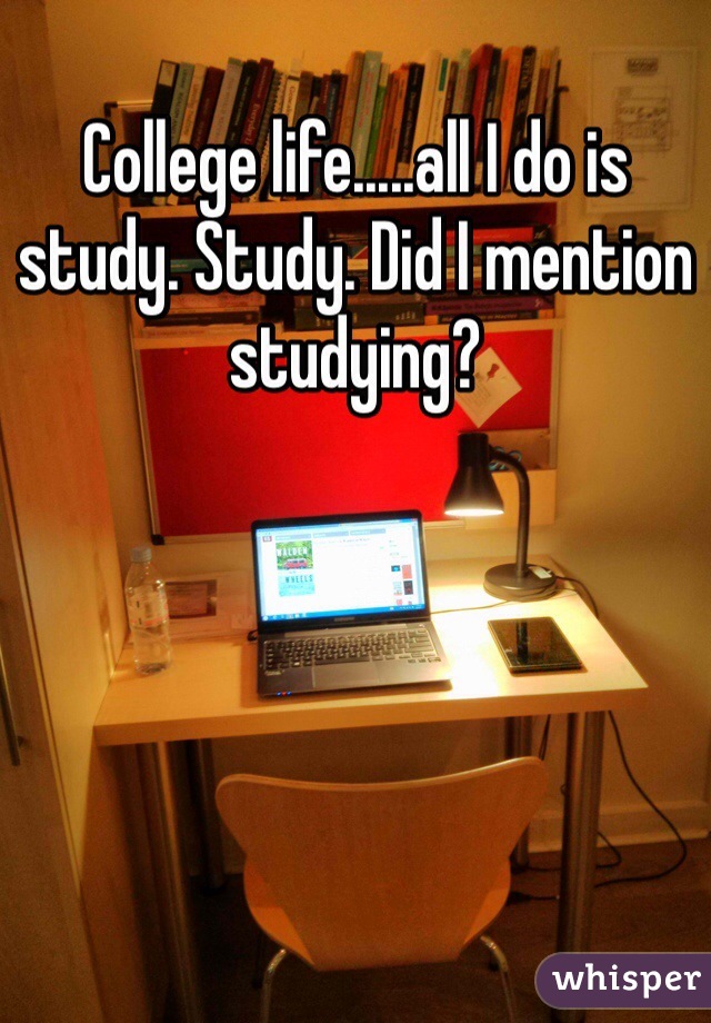 College life.....all I do is study. Study. Did I mention studying? 