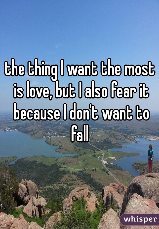 the thing I want the most is love, but I also fear it because I don't want to fall 