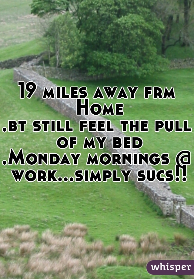 19 miles away frm Home
.bt still feel the pull of my bed
.Monday mornings @ work...simply sucs!!