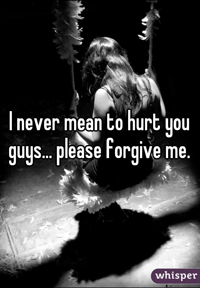 I never mean to hurt you guys... please forgive me. 