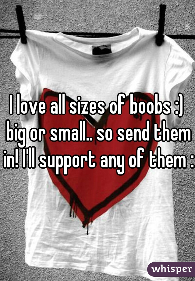 I love all sizes of boobs :) big or small.. so send them in! I'll support any of them :)