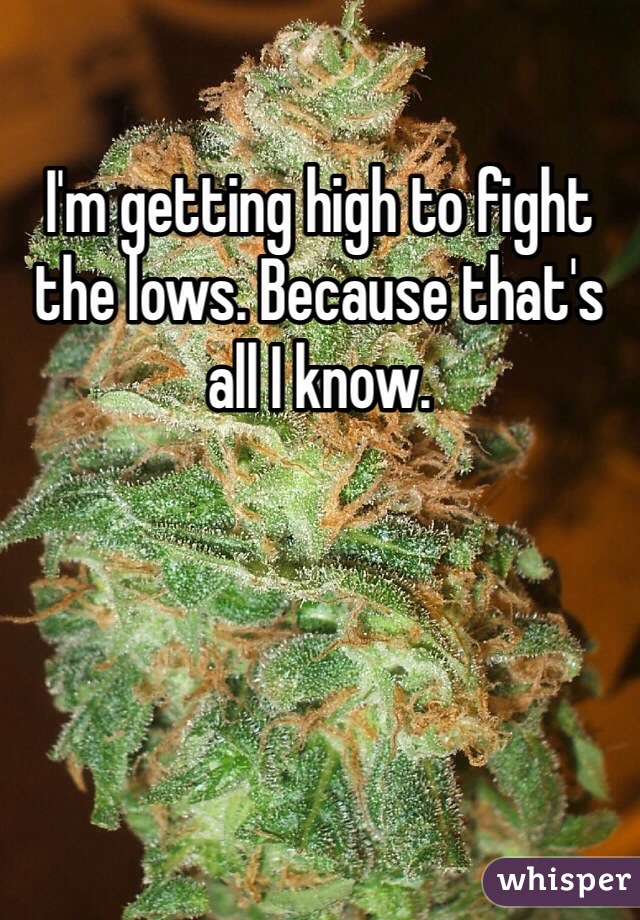 I'm getting high to fight the lows. Because that's all I know. 