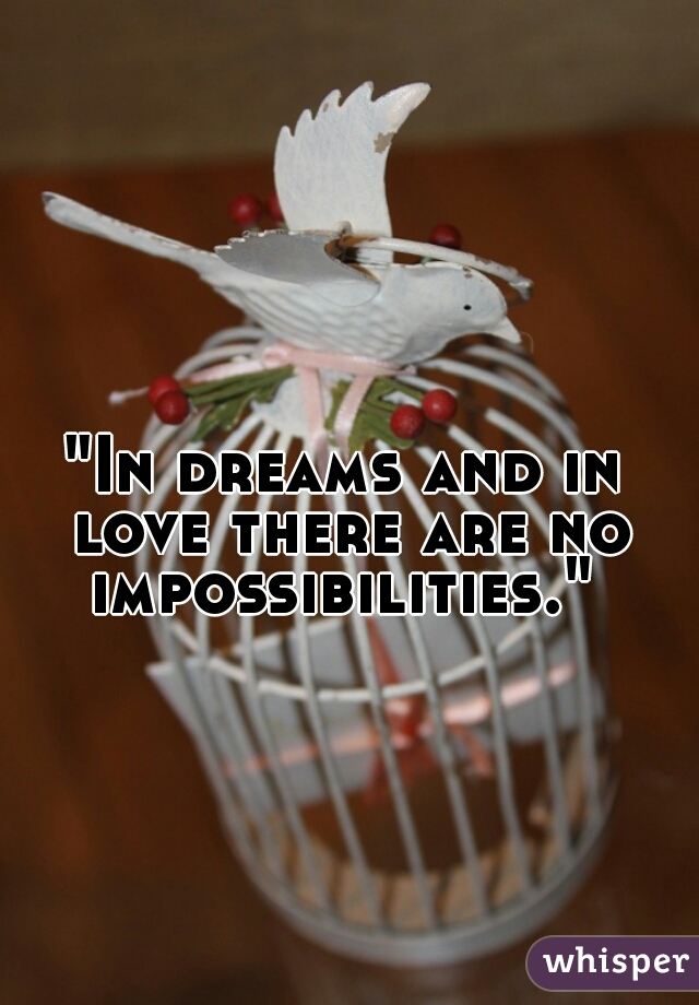 "In dreams and in love there are no impossibilities." 


