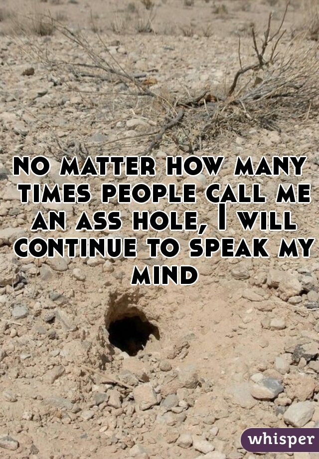 no matter how many times people call me an ass hole, I will continue to speak my mind