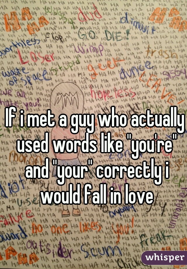 If i met a guy who actually used words like "you're" and "your" correctly i would fall in love