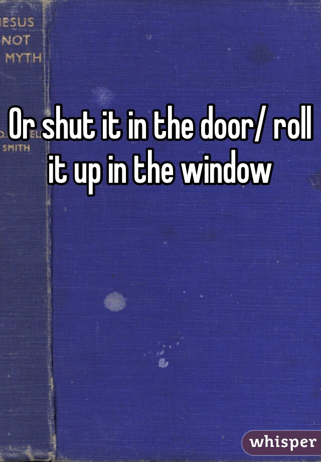 Or shut it in the door/ roll it up in the window