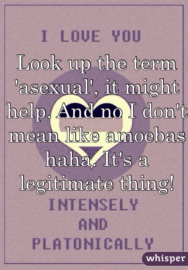 Look up the term 'asexual', it might help. And no I don't mean like amoebas haha. It's a legitimate thing! 