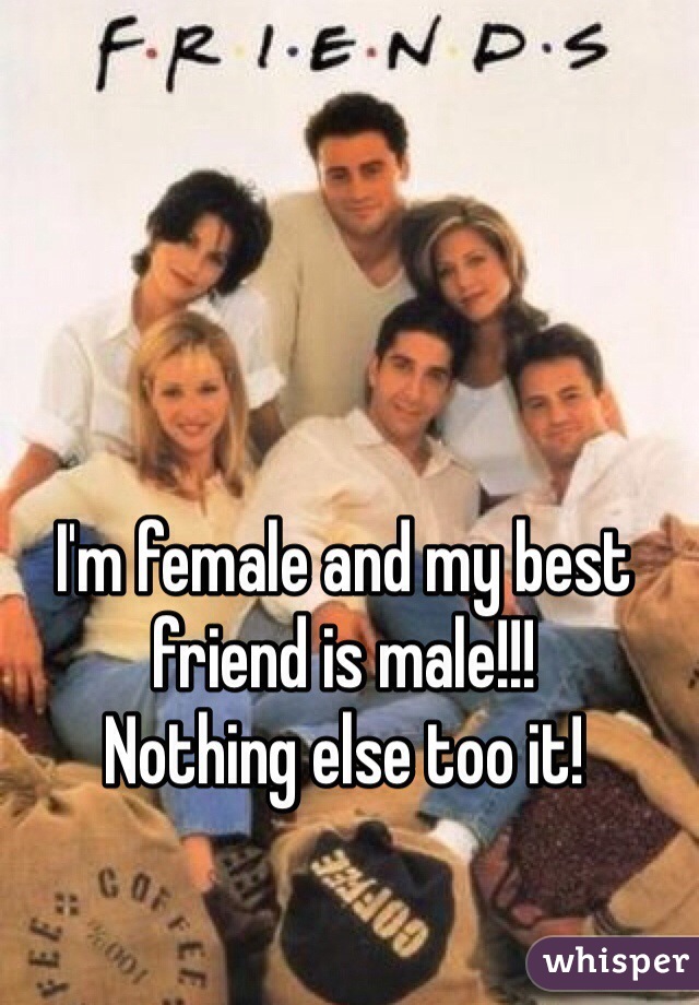 I'm female and my best friend is male!!!
Nothing else too it!