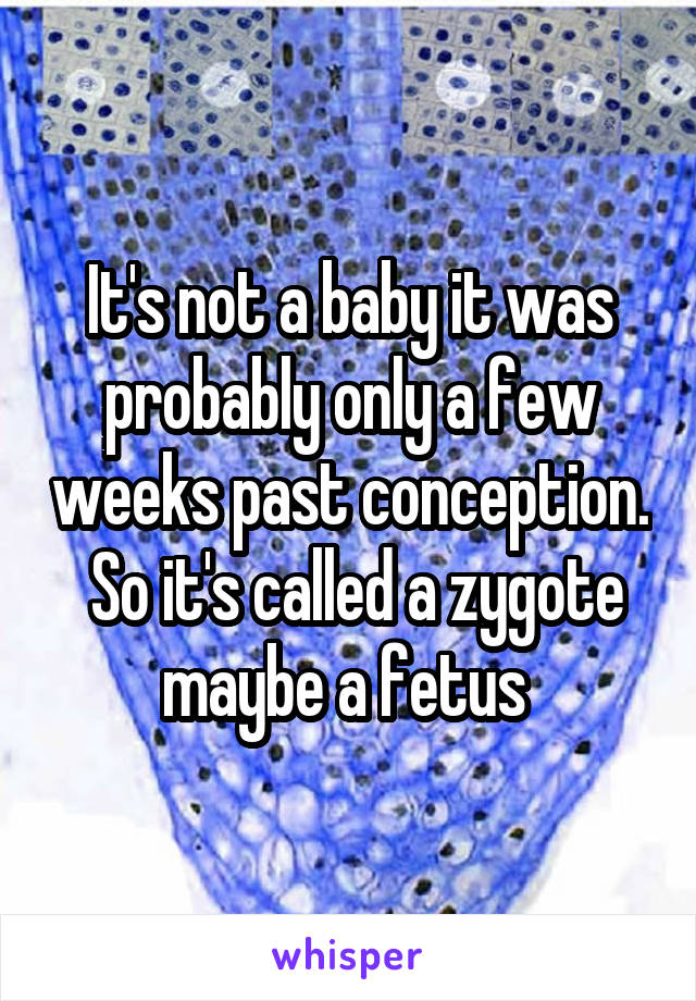 It's not a baby it was probably only a few weeks past conception.  So it's called a zygote maybe a fetus 