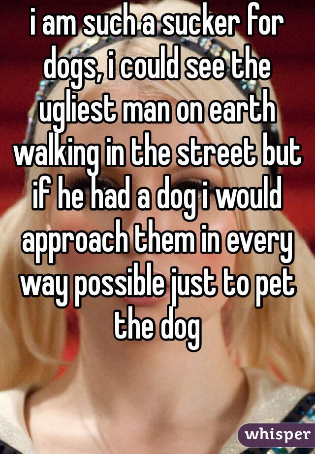 i am such a sucker for dogs, i could see the ugliest man on earth walking in the street but if he had a dog i would approach them in every way possible just to pet the dog