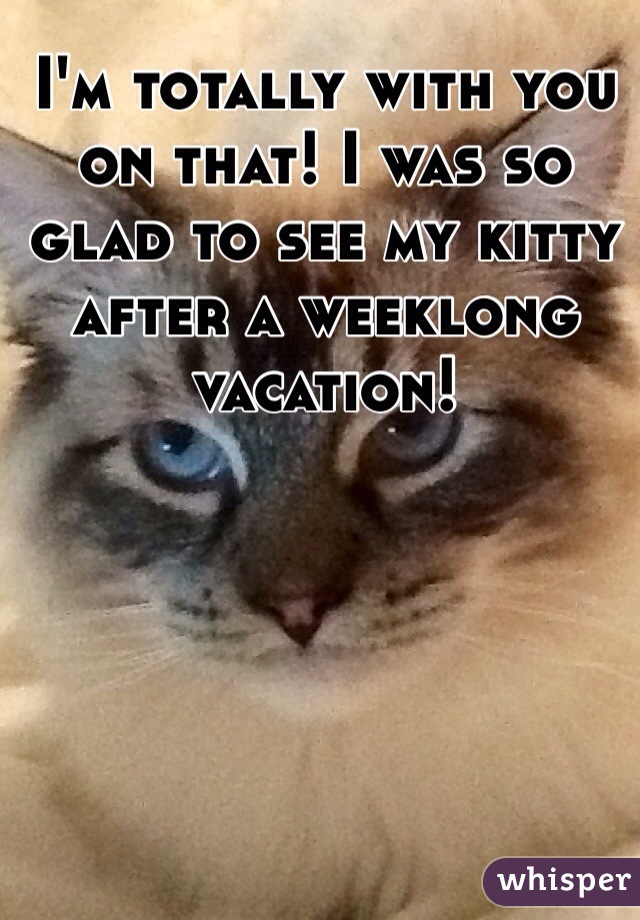 I'm totally with you on that! I was so glad to see my kitty after a weeklong vacation! 