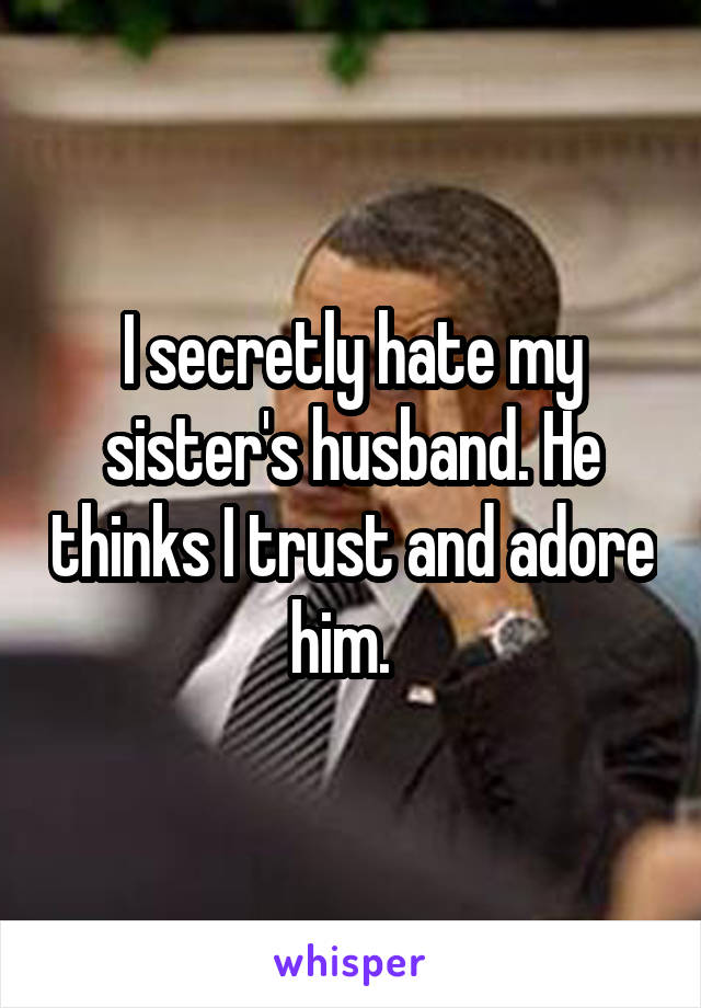 I secretly hate my sister's husband. He thinks I trust and adore him.  