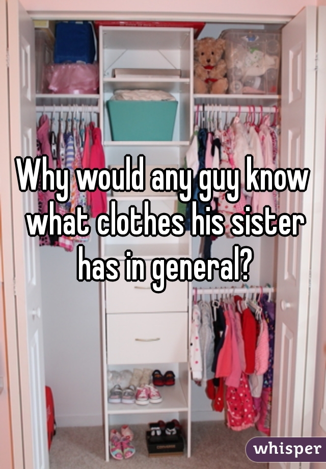 Why would any guy know what clothes his sister has in general?