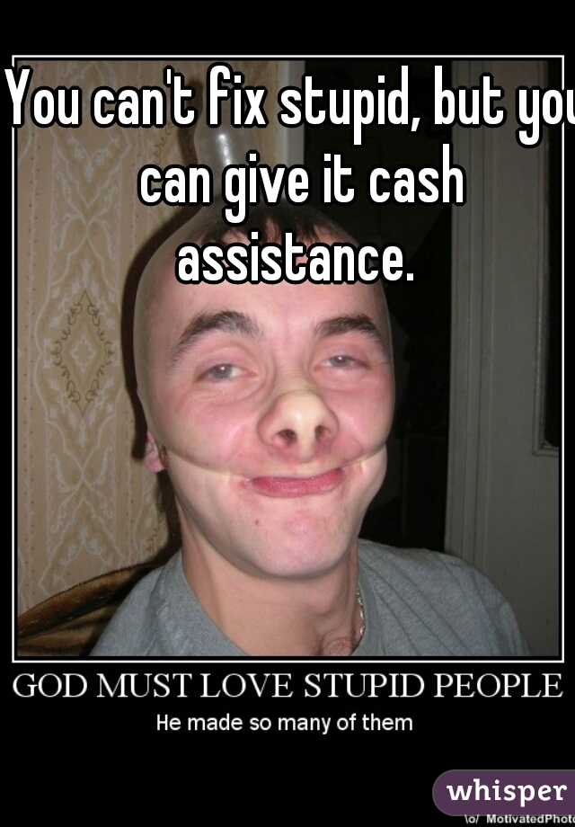 You can't fix stupid, but you can give it cash assistance. 