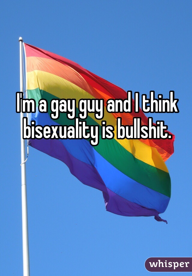 I'm a gay guy and I think bisexuality is bullshit. 