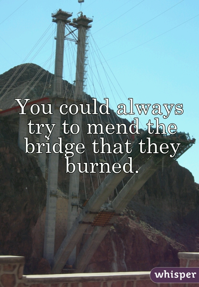 You could always try to mend the bridge that they burned.