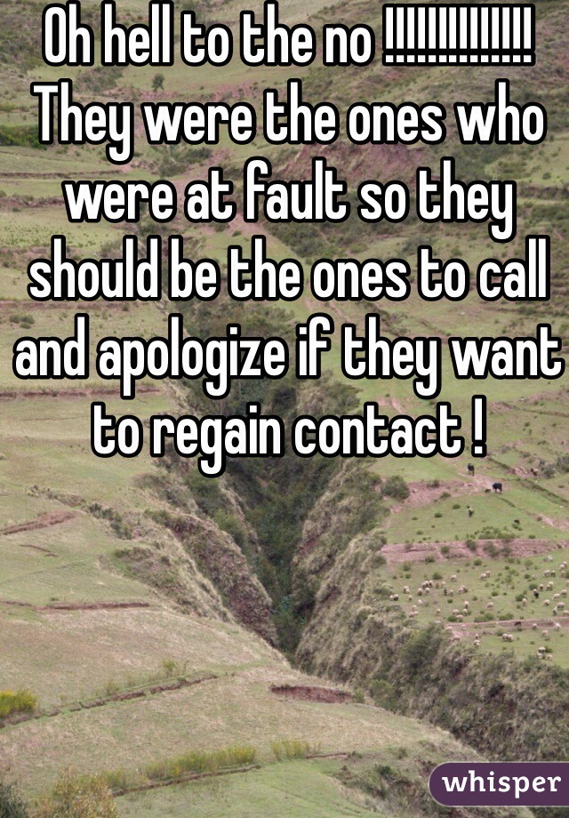 Oh hell to the no !!!!!!!!!!!!!! They were the ones who were at fault so they should be the ones to call and apologize if they want to regain contact !