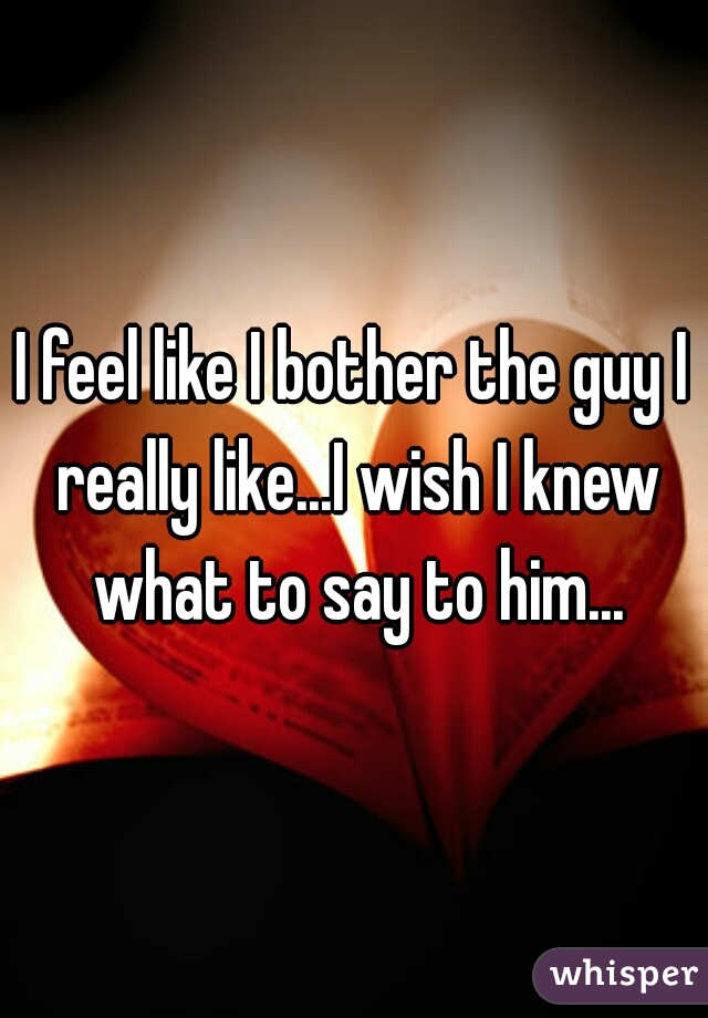 I feel like I bother the guy I really like...I wish I knew what to say to him...