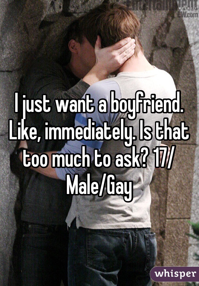 I just want a boyfriend. Like, immediately. Is that too much to ask? 17/Male/Gay