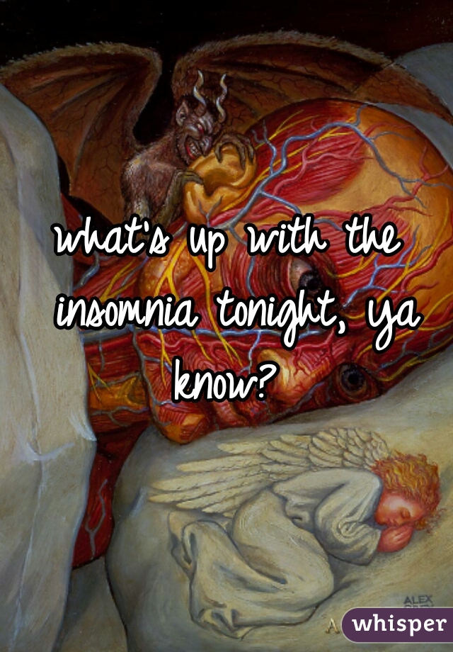 what's up with the insomnia tonight, ya know? 