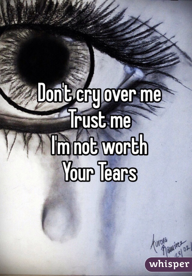 Don't cry over me 
Trust me 
I'm not worth 
Your Tears