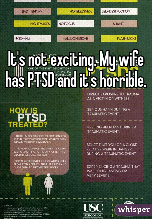 It's not exciting. My wife has PTSD and it's horrible. 