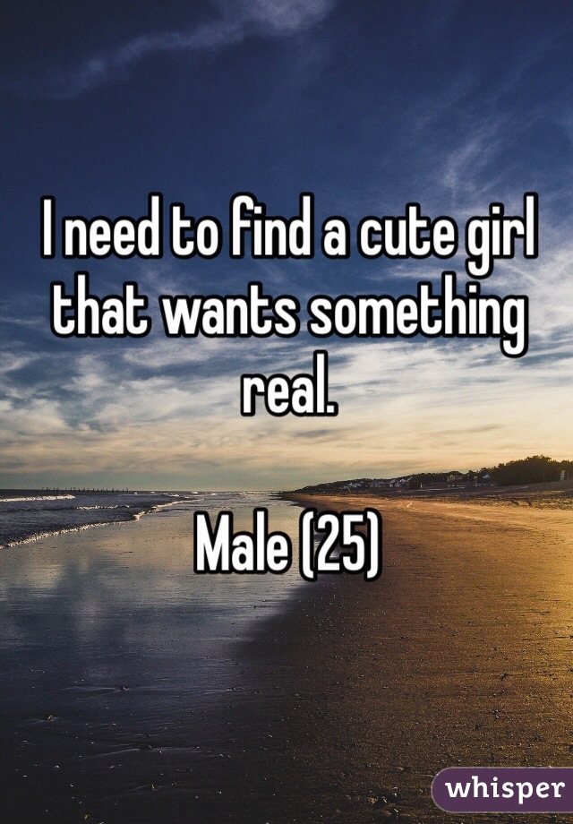 I need to find a cute girl that wants something real.

Male (25)