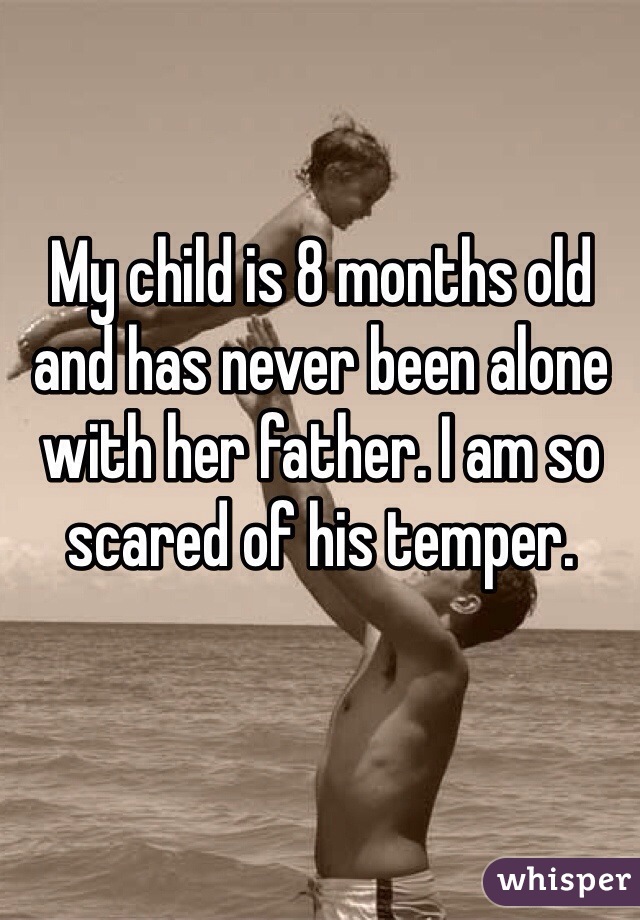 My child is 8 months old and has never been alone with her father. I am so scared of his temper. 
