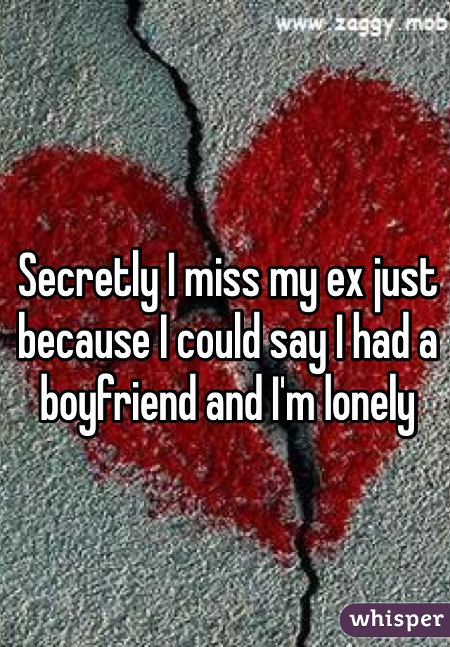 Secretly I miss my ex just because I could say I had a boyfriend and I'm lonely 