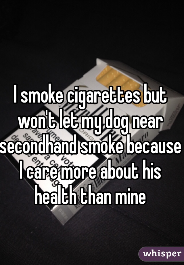 I smoke cigarettes but won't let my dog near secondhand smoke because I care more about his health than mine