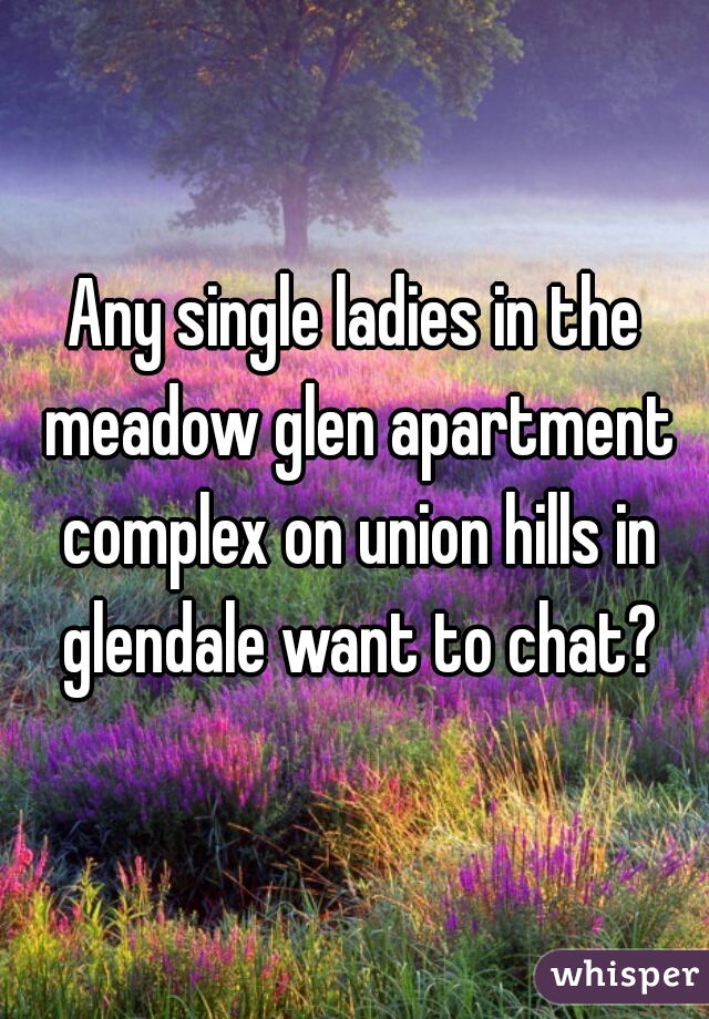 Any single ladies in the meadow glen apartment complex on union hills in glendale want to chat?