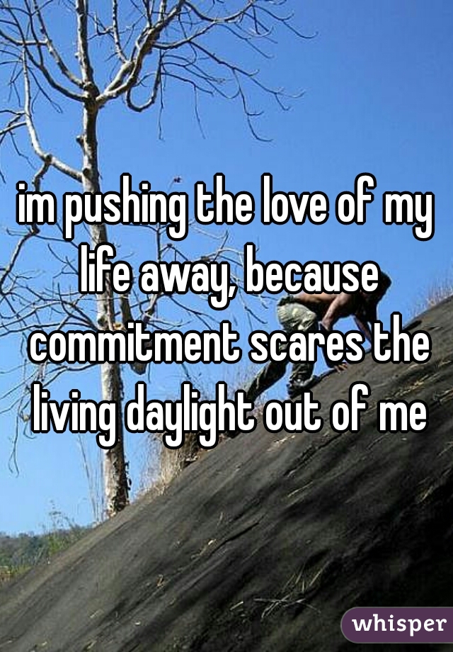 im pushing the love of my life away, because commitment scares the living daylight out of me