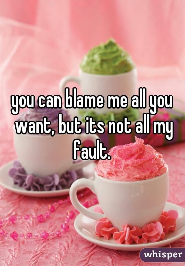 you can blame me all you want, but its not all my fault. 