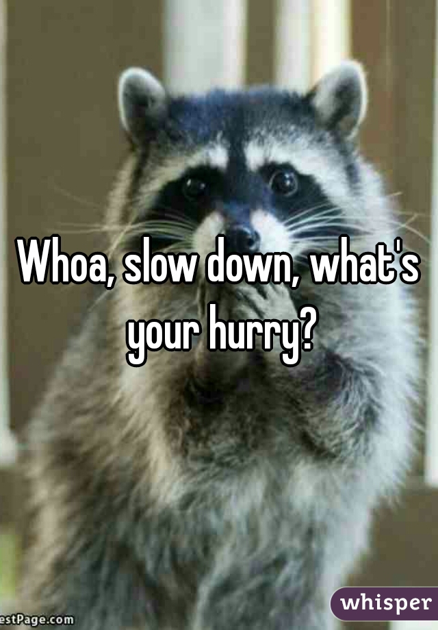 Whoa, slow down, what's your hurry?