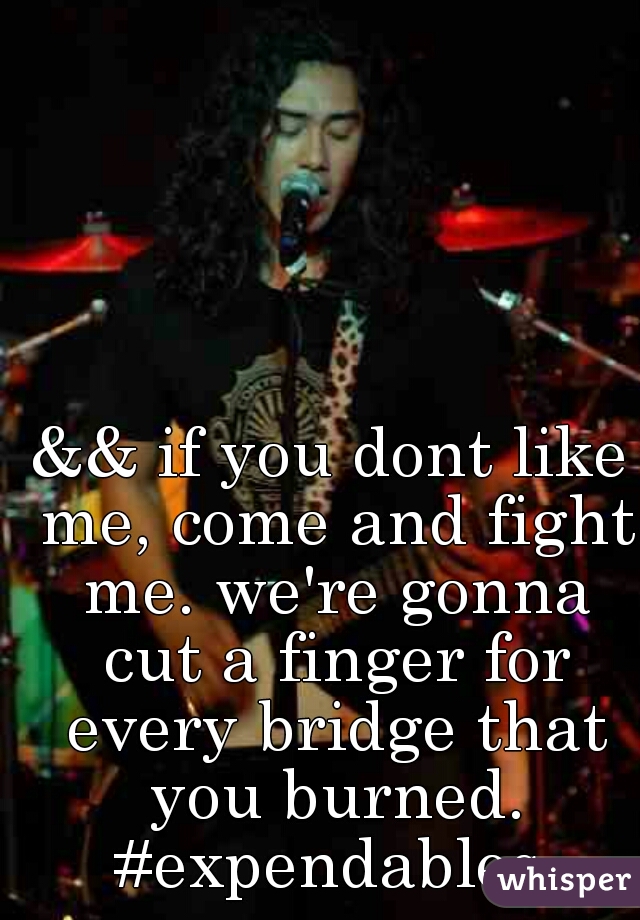&& if you dont like me, come and fight me. we're gonna cut a finger for every bridge that you burned.
#expendables