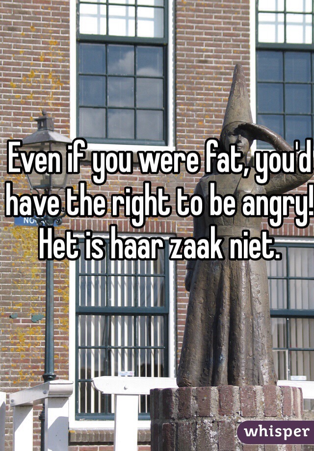 Even if you were fat, you'd have the right to be angry! Het is haar zaak niet.