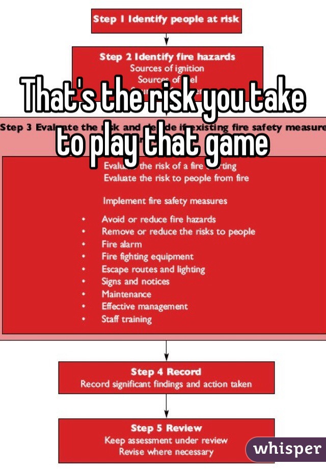 That's the risk you take to play that game