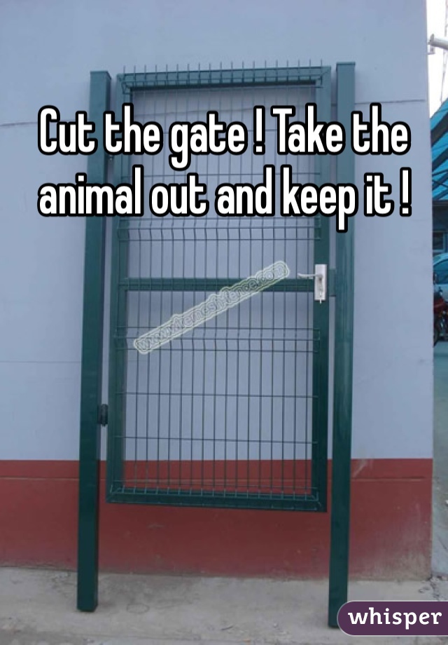 Cut the gate ! Take the animal out and keep it ! 